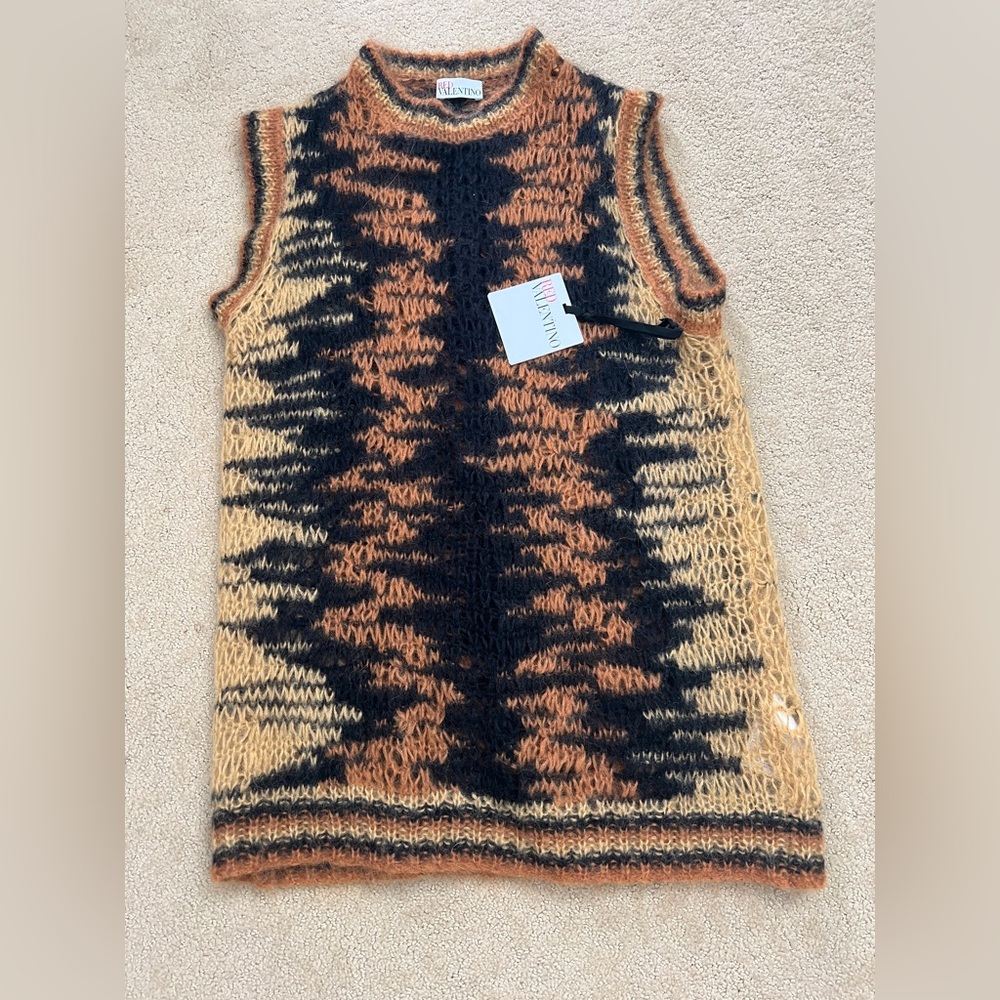 RED Valentino Black and Tan Knit sleeveless Sweater